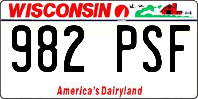 WI license plate 982PSF