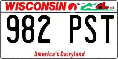 WI license plate 982PST