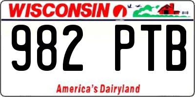 WI license plate 982PTB