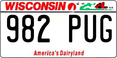 WI license plate 982PUG