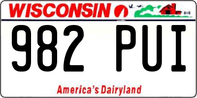 WI license plate 982PUI