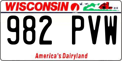 WI license plate 982PVW