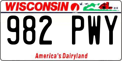 WI license plate 982PWY