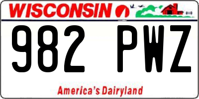 WI license plate 982PWZ