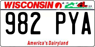 WI license plate 982PYA