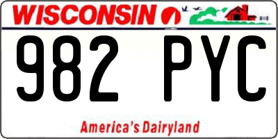 WI license plate 982PYC