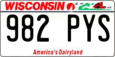 WI license plate 982PYS