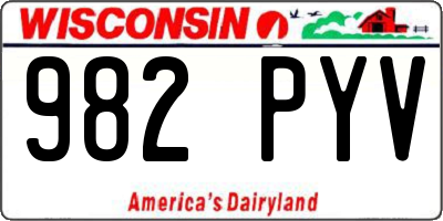 WI license plate 982PYV