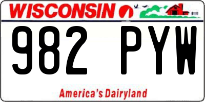 WI license plate 982PYW
