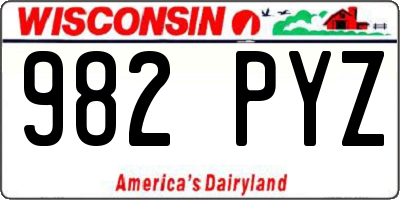 WI license plate 982PYZ