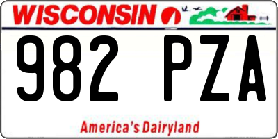 WI license plate 982PZA