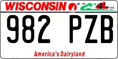 WI license plate 982PZB