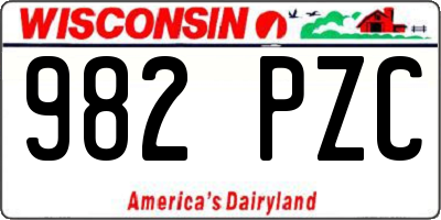 WI license plate 982PZC