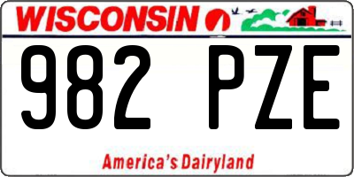 WI license plate 982PZE