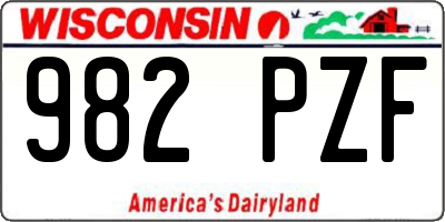WI license plate 982PZF