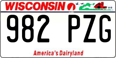 WI license plate 982PZG