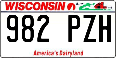 WI license plate 982PZH