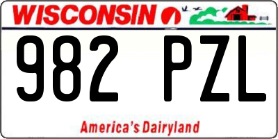 WI license plate 982PZL