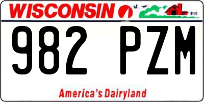 WI license plate 982PZM