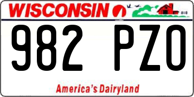 WI license plate 982PZO