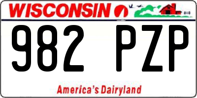 WI license plate 982PZP