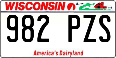 WI license plate 982PZS