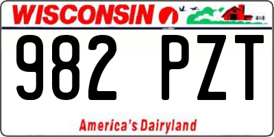WI license plate 982PZT