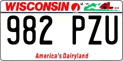WI license plate 982PZU