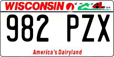 WI license plate 982PZX