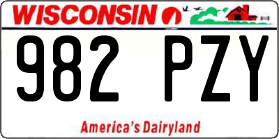 WI license plate 982PZY