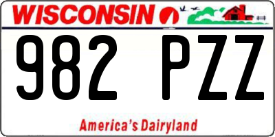 WI license plate 982PZZ