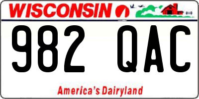 WI license plate 982QAC