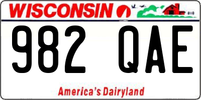WI license plate 982QAE