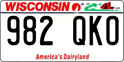 WI license plate 982QKO