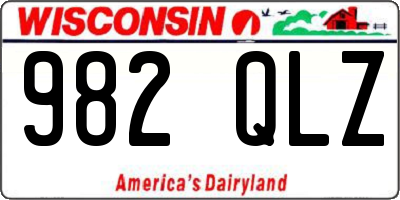 WI license plate 982QLZ