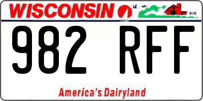 WI license plate 982RFF