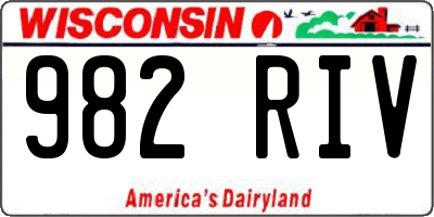 WI license plate 982RIV