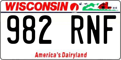 WI license plate 982RNF