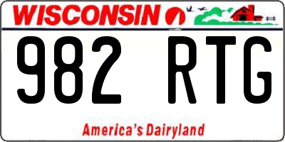 WI license plate 982RTG