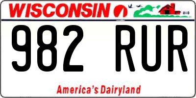 WI license plate 982RUR
