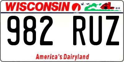 WI license plate 982RUZ