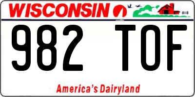 WI license plate 982TOF