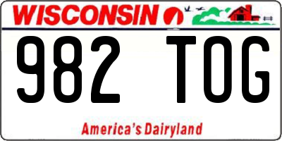WI license plate 982TOG
