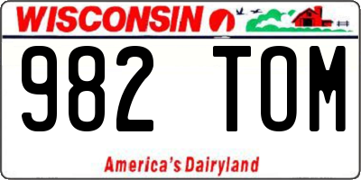 WI license plate 982TOM