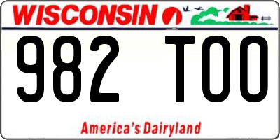 WI license plate 982TOO