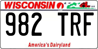 WI license plate 982TRF