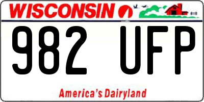 WI license plate 982UFP