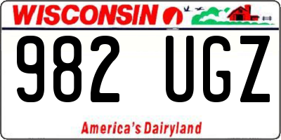 WI license plate 982UGZ