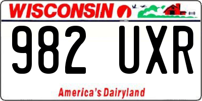 WI license plate 982UXR