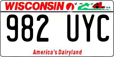 WI license plate 982UYC